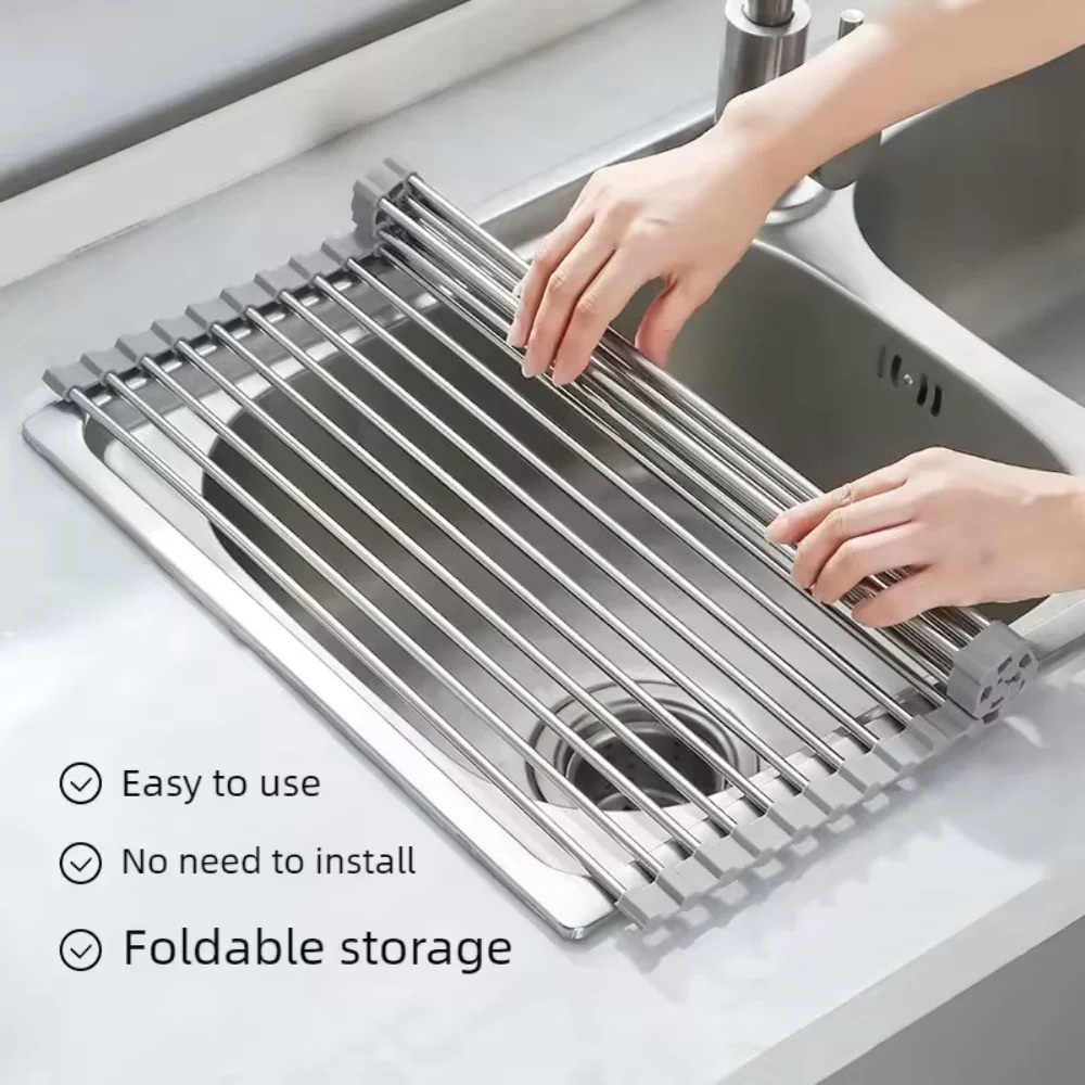 Home Improvement Kitchen - Rollable Foldable Stainless Steel Sink Drying