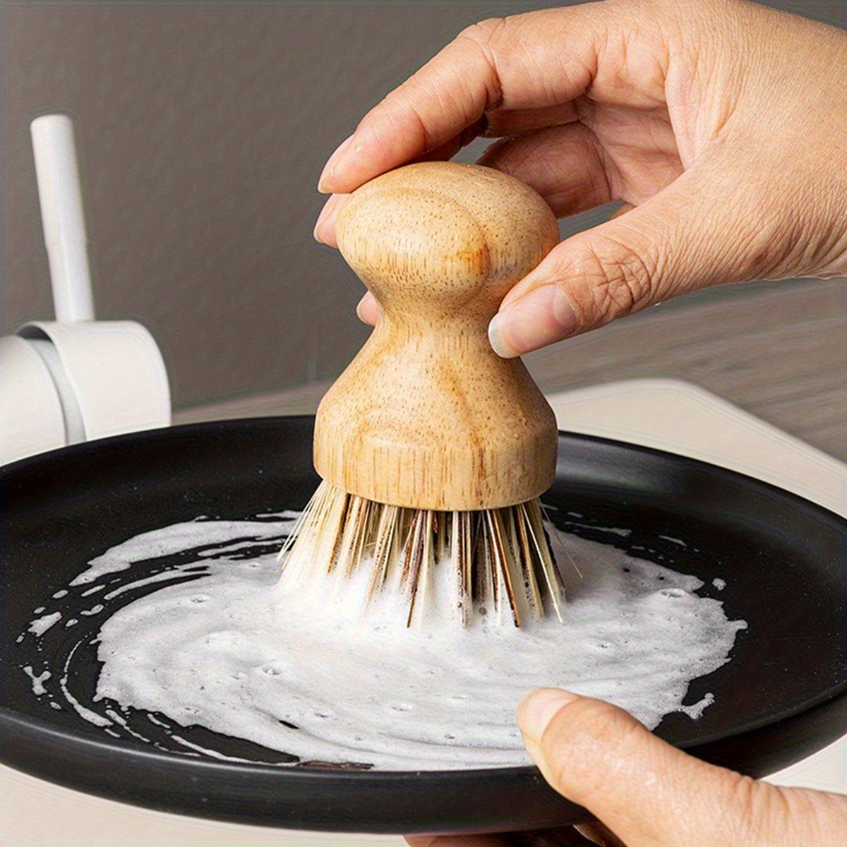 1pc Solid Wood Dishwashing Bru - Wood Stain Brush recension och pris